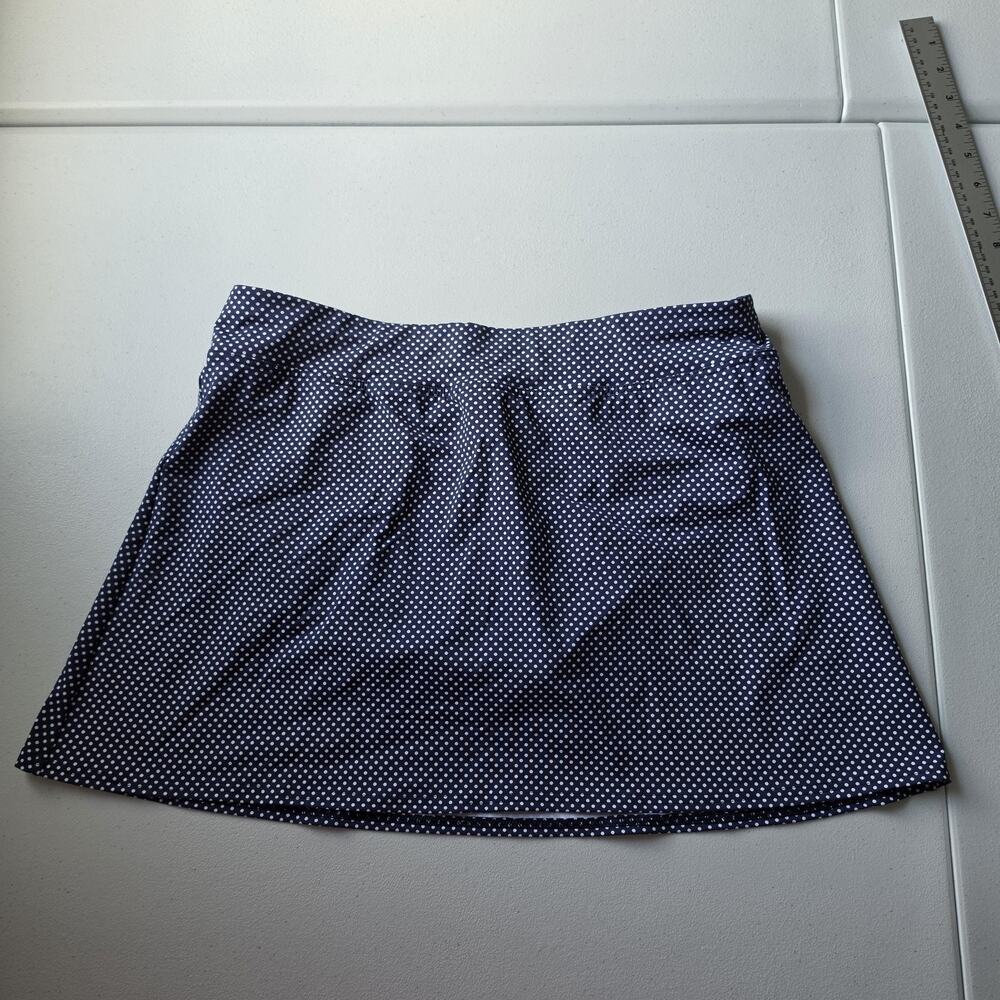 Lands' End Swim Skirt Womens 10 Blue Polka Dot Swim Bottom Built In Brief Lined